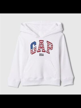 GAP White Hoodie with USA Flag Lettering